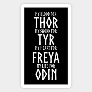 Viking Gods Thor, Tyr, Freya, Odin - Norse Mythology Magnet